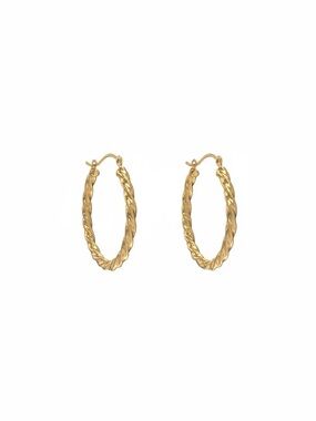 Vintage Macy's Gold Twisted Textured Hoop Earrings